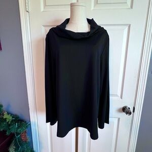 Bryn Walker Womens S Tunic‎ Top Black Cowl Neck Flared Sleeve Oversized Pullover